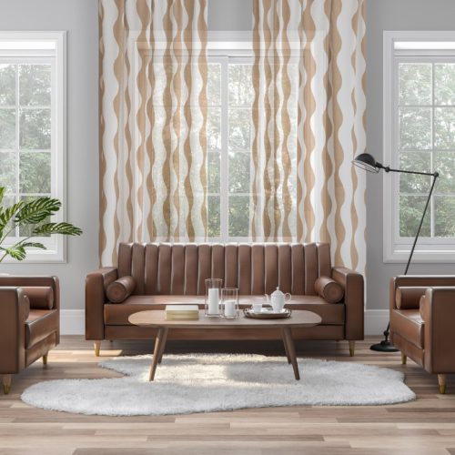 71128/300-311 bronzbarna hullám mintás organza ÓZS