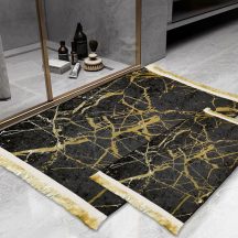   Fürdőszoba szőnyeg 2 részes=50x80cm+50x40cm  fekete márvány arany-rojttal