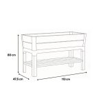 Deco elevated műanyag kerti virágláda alsó polccal 110l