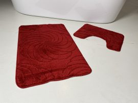 Fürdőszobai szőnyeg 2 részes - piros nagyvirág