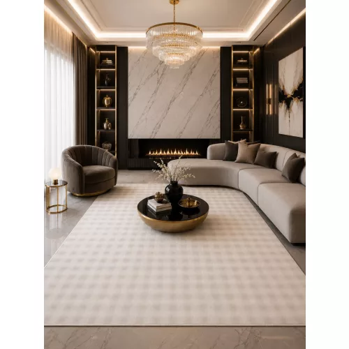 Den. Bubble Krém 60 x 110cm modern 3D szőnyeg