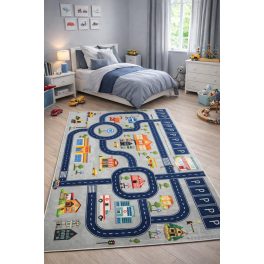   Den. Mile 5302-1 szürke 80 x 150cm autópályás gyerekszőnyeg