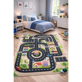   Den. Mile 5375-1 bézs 80 x 150cm autópályás gyerekszőnyeg