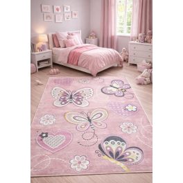   Den. Mile 5376-1 rózsaszín 80 x 150cm pillangós gyerekszőnyeg