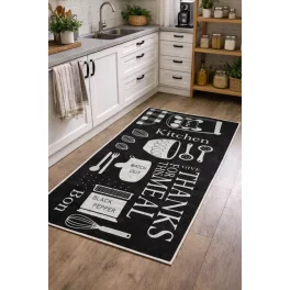 Den. Mile 7126-1 80 x 150cm Fekete konyhai szőnyeg