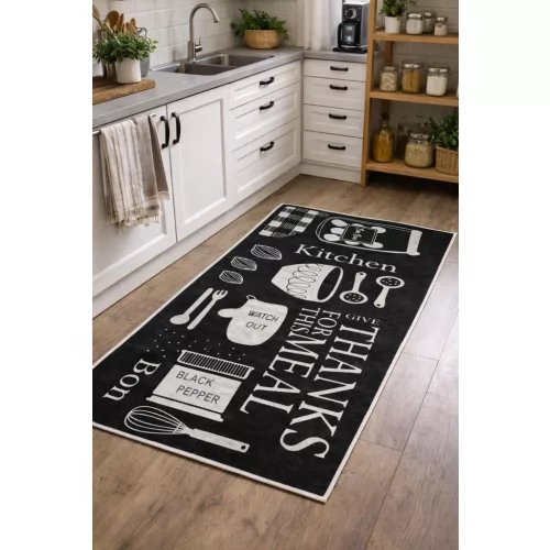 Den. Mile 7126-1 80 x 150cm Fekete konyhai szőnyeg