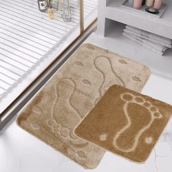 Fürdőszobai szőnyeg 2 részes - HIL bézs lábnyomos
