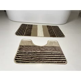   Fürdőszobai szőnyeg 2 részes - Den. bézs csíkos-kagyló