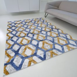   Bolti 2. Modern szőnyeg akció, ZARIF 9960 kék-arany 80x150cm