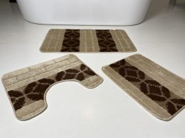 Fürdőszobai szőnyeg 3 részes - bézs sor körös