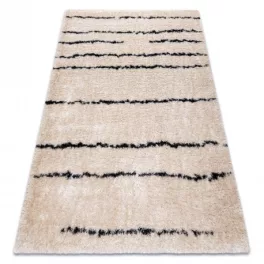   Kab. Szőnyeg FLUFFY 2371 shaggy csík - krém / antracit 160x220 cm