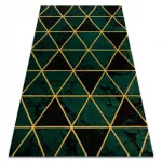 Kab. EMERALD szőnyeg 1020 glamour, elegáns márvány, háromszögek üveg zöld / arany 200x290 cm