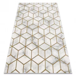  Kab. EMERALD szőnyeg 1014 glamour, elegáns kocka krém / arany 140x190 cm
