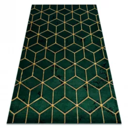   Kab. EMERALD szőnyeg 1014 glamour, elegáns kocka üveg zöld / arany 140x190 cm