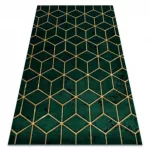 Kab. EMERALD szőnyeg 1014 glamour, elegáns kocka üveg zöld / arany 120x170 cm
