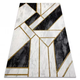   Kab. EMERALD szőnyeg 1015 glamour, elegáns márvány, geometriai fekete / arany 80x150 cm