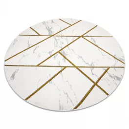   Kab. EMERALD szőnyeg 1012 kör - glamour, elegáns márvány, geometriai krém / arany kör 160 cm