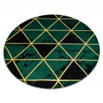Kab. EMERALD szőnyeg 1020 kör - glamour, elegáns márvány, háromszögek üveg zöld / arany kör 160 cm