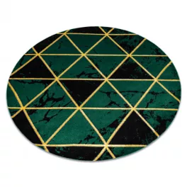  Kab. EMERALD szőnyeg 1020 kör - glamour, elegáns márvány, háromszögek üveg zöld / arany kör 160 cm