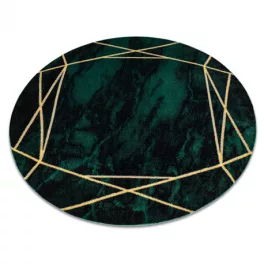   Kab. EMERALD szőnyeg 1022 kör - glamour, elegáns márvány, geometriai üveg zöld / arany kerék 160 cm