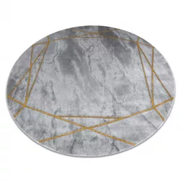   Kab. EMERALD szőnyeg 1022 kör - glamour, elegáns márvány, geometriai szürke / arany kör 120 cm