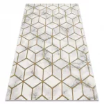 Kab. EMERALD szőnyeg 1014 glamour, elegáns kocka krém / arany 80x150 cm
