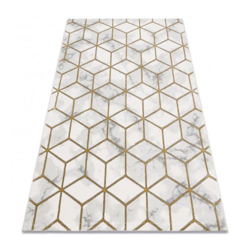 EMERALD szőnyeg 1014 glamour, elegáns kocka krém / arany 80x150 cm