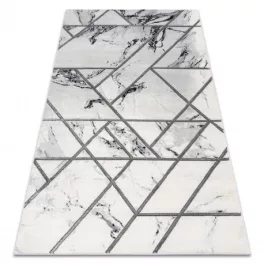   Kab. EMERALD szőnyeg 0085 glamour, elegáns márvány, geometriai fehér / ezüst  140x190 cm