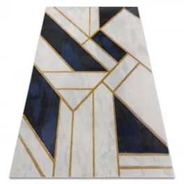   Kab. EMERALD szőnyeg 1015 glamour, elegáns márvány, geometriai sötétkék / arany 140x190 cm
