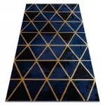 Kab. EMERALD szőnyeg 1020 glamour, elegáns márvány, háromszögek sötétkék / arany 140x190 cm