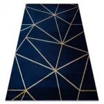 Kab. EMERALD szőnyeg 1013 glamour, elegáns geometriai sötétkék / arany 80x150 cm