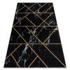 Kizárólagos EMERALD szőnyeg 2000 glamour, elegáns geometriai, márvány fekete / arany 140x190 cm