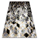 Kab. Modern GLOSS 3D szőnyeg 409A 82 Kocka elegáns, glamour, art deco fekete / arany / szürke 80x150 cm