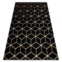   Modern GLOSS 3D szőnyeg 409C 86 Kocka elegáns, glamour, art deco fekete / arany 80x150 cm