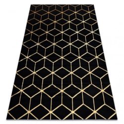 Modern GLOSS 3D szőnyeg 409C 86 Kocka elegáns, glamour, art deco fekete / arany 80x150 cm
