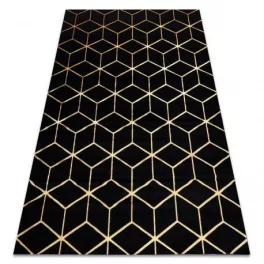   Kab. Modern GLOSS 3D szőnyeg 409C 86 Kocka elegáns, glamour, art deco fekete / arany 200x290 cm