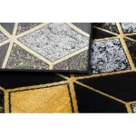 Kab. Modern GLOSS szőnyeg 400B 86 elegáns, glamour, art deco, 3D geometriai fekete / arany 140x190 cm