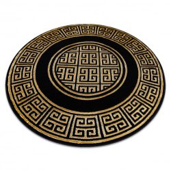 Modern GLOSS szőnyeg kör 6776 86 elegáns, keret, görög fekete / arany kerék 150 cm