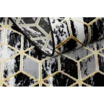Kab. Modern GLOSS szőnyeg, futószőnyeg 409A 82 Kocka elegáns, glamour, art deco fekete / szürke / arany 80x250 cm