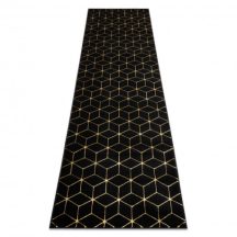   Modern GLOSS szőnyeg, futószőnyeg 409C 86 Kocka elegáns, glamour, art deco fekete / arany 80x300 cm