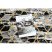 Modern GLOSS szőnyeg, futószőnyeg 409A 82 Kocka elegáns, glamour, art deco fekete / szürke / arany 80x200 cm