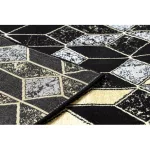Kab. Modern GLOSS szőnyeg, futószőnyeg 400B 86 elegáns, glamour, art deco, 3D geometriai fekete / arany 70x250 cm