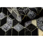 Kab. Modern GLOSS szőnyeg, futószőnyeg 400B 86 elegáns, glamour, art deco, 3D geometriai fekete / arany 70x250 cm