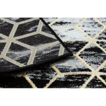 Kab. Modern GLOSS szőnyeg, futószőnyeg 409A 82 Kocka elegáns, glamour, art deco fekete / szürke / arany 70x250 cm