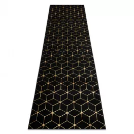   Kab. Modern GLOSS szőnyeg, futószőnyeg 409C 86 Kocka elegáns, glamour, art deco fekete / arany 70x200 cm