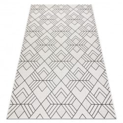 Fonott sizal flat szőnyeg 48731960 Négyzetek rombusz, геометричен krém / szürke 140x200 cm