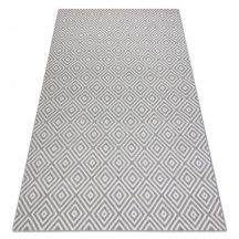   Fonott sizal flat szőnyeg 48607637 Négyzetek rombusz szürke / krém 200x290 cm
