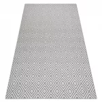 Kab. Fonott sizal flat szőnyeg 48607637 Négyzetek rombusz szürke / krém 80x150 cm