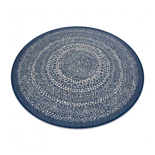 Kab. Fonott sizal Flat szőnyeg kör 48834591 Pontok elpirul kék kör 120 cm