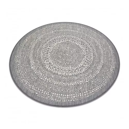 Kab. Fonott sizal Flat szőnyeg kör 48834637 Pontok elpirul szürke kör 120 cm